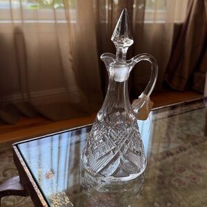 Vintage Cut Crystal Glass Vinegar or Oil Cruet with Crystal Stopper